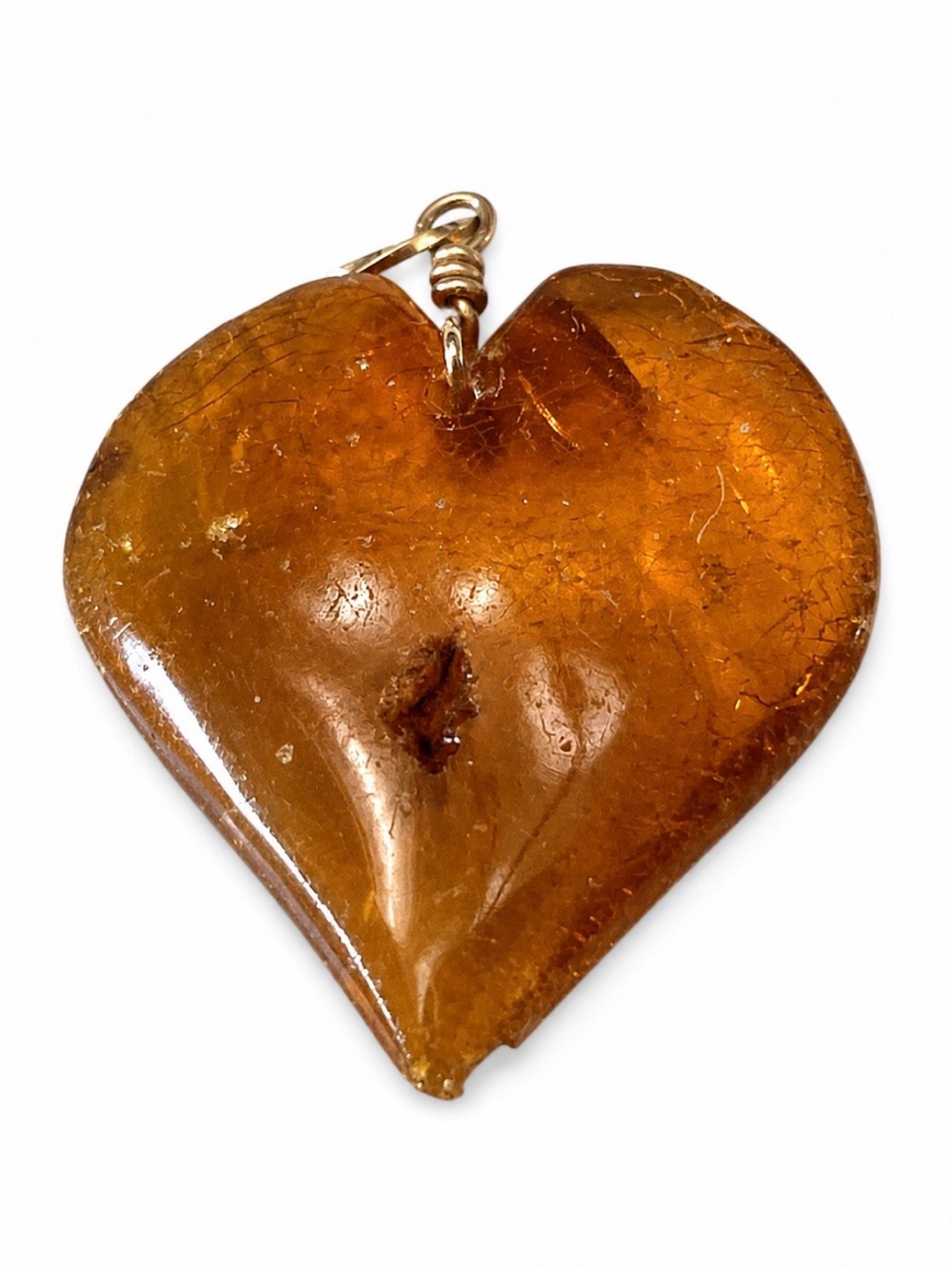 Genuine Amber Heart Pendant | Hand Carved Honey Baltic Boho - Picture 3 of 5